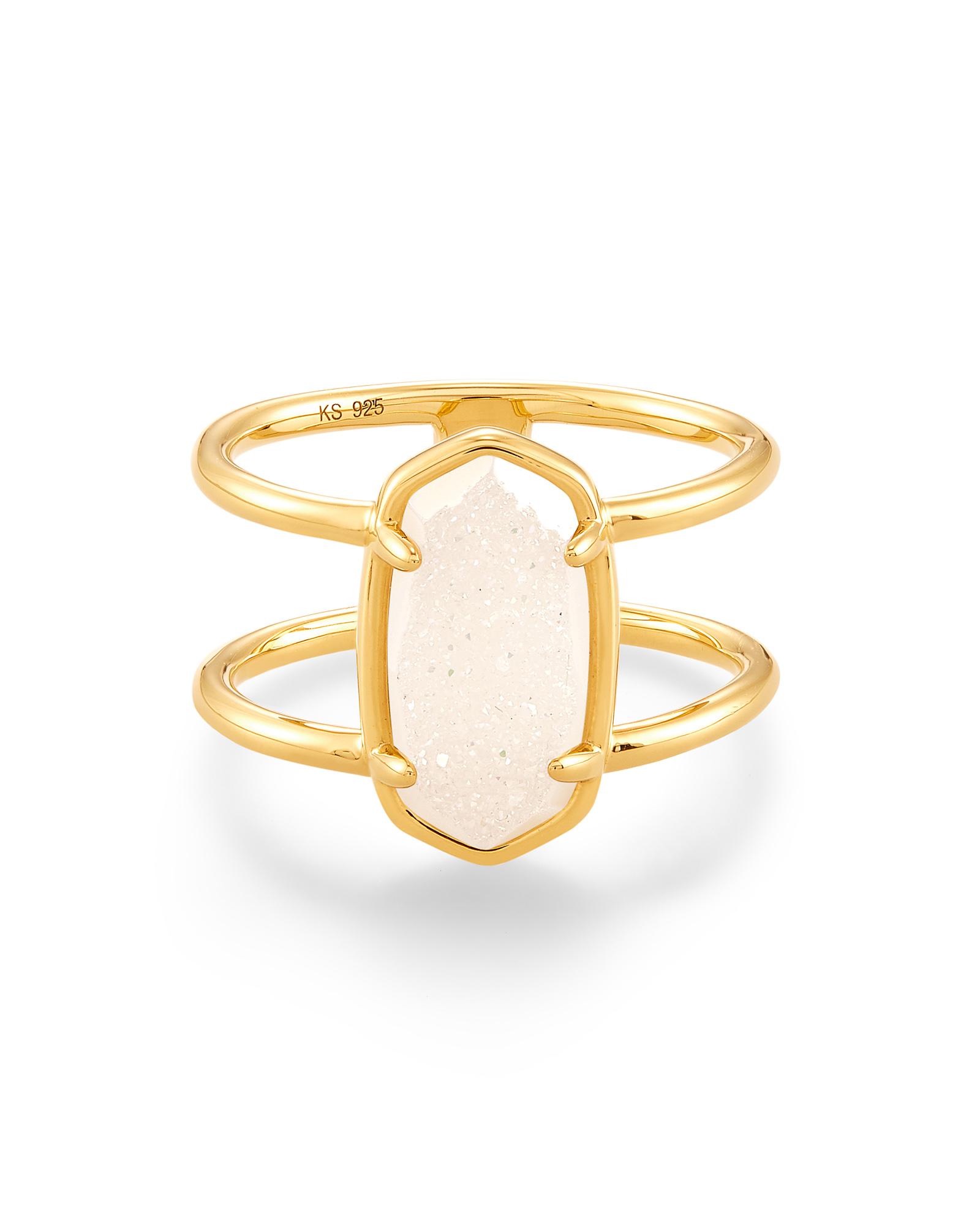 Elyse 18k Gold Vermeil Double Band Ring in Iridescent Drusy | Kendra Scott